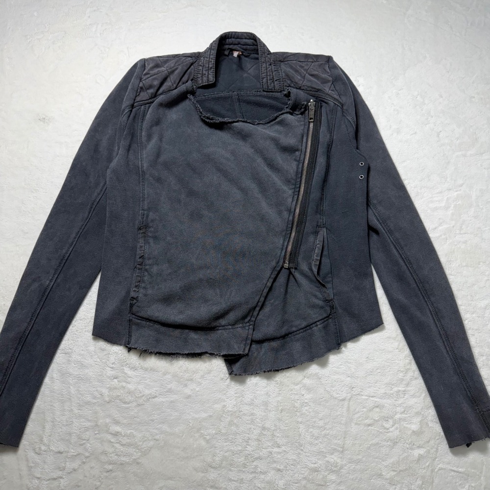 Free People Collapsing Twill Military Jacket Raw Hem Quilted Zip‎ Jacket Size S